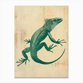 Green Iguana Block Print 3 Canvas Print