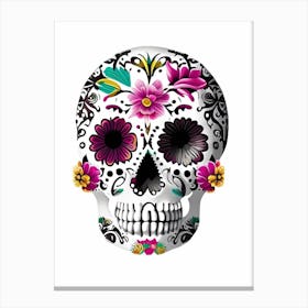 Sugar Skull Day Of The Dead Inspired Skull 1 Kawaii Canvas Print