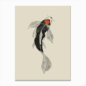 Koi Fish Linocut Style Canvas Print