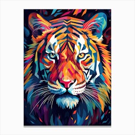Tiger Art In Cubistic Style 3 Canvas Print