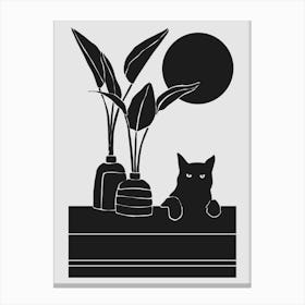 Cat And Plants Canvas Print