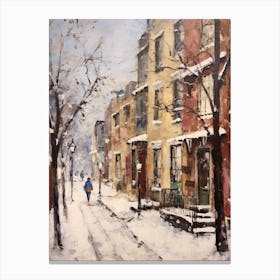 Vintage Winter Painting Boston Usa 1 Canvas Print