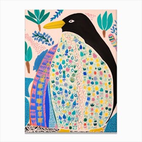 Maximalist Animal Painting Penguin 3 Canvas Print