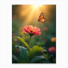 Butterfly On A Flower 1 Canvas Print