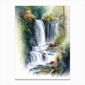 Gartempe Waterfalls, France Water Colour  (2) Canvas Print