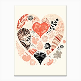 Shell Coral Geometric Heart Canvas Print