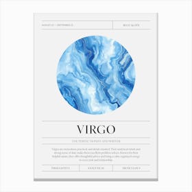 Virgo Zodiac Sign, Blue Agate Birthstone Crystal Gem Canvas Print