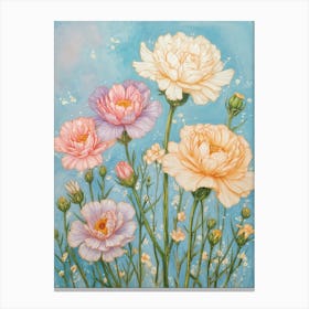 Carnations In Pastel Colours Canvas Print