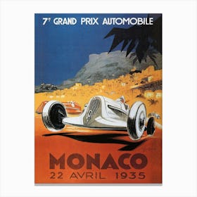 Vintage Monaco 22 Avril 1935 Canvas Print