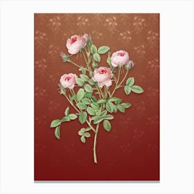 Vintage Burgundian Rose Botanical on Falu Red Pattern n.1960 Canvas Print