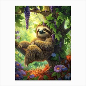 Sloth In The Forest Canvas Print