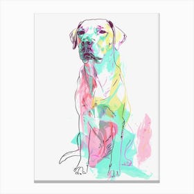 Rhodesian Ridgeback Pastel Line Watercolour Illustration 2 Canvas Print