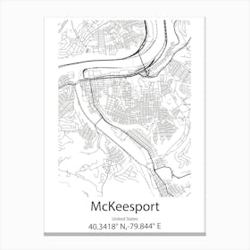 Mckeesport,United States Minimalist Map Stampe su tela