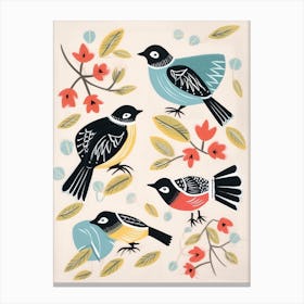 Folk Style Bird Painting Carolina Chickadee 2 Canvas Print