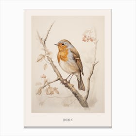 Vintage Bird Drawing Robin Poster Canvas Print