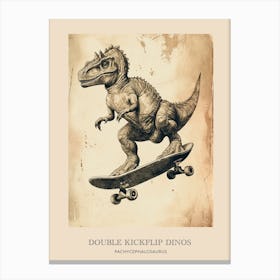 Pachycephalosaurus Vintage Dinosaur Poster 3 Canvas Print