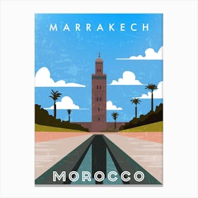 Marrakech, Morocco — Retro travel minimalist poster Canvas Print