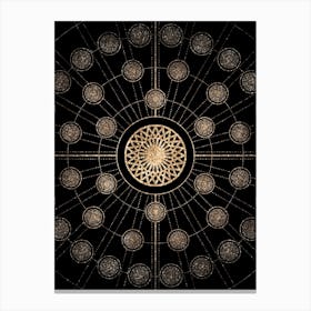 Geometric Glyph Radial Array in Glitter Gold on Black n.0467 Canvas Print