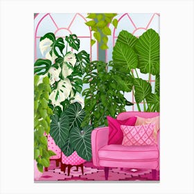 Pink Plant Room1 Canvas Print
