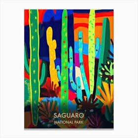 Saguaro National Park Travel Poster Matisse Style 4 Canvas Print