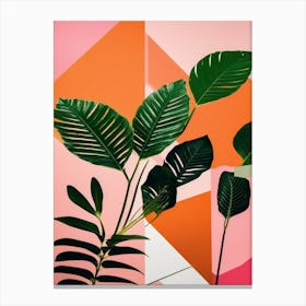 abstract green and orange Tropical Leaves Canvas Print