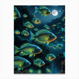 Fishes At Night Canvas Print