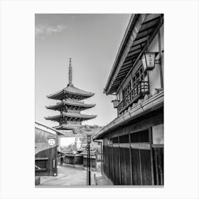 Historic Kyoto With Yasaka Pagoda In Monochrome Canvas Print