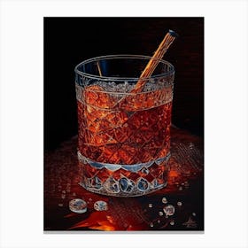 Rusty Nail Pointillism Cocktail Poster Canvas Print