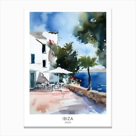 Ibiza Spain Watercolour Travel Poster 2 Canvas Print
