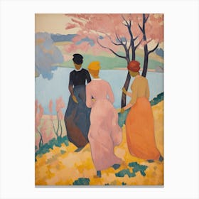 Three Women Walking Canvas Print