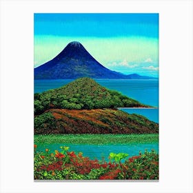 Isla De Ometepe Nicaragua Pointillism Style Tropical Destination Canvas Print