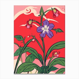 Pink And Red Plant Illustration Spiderwort 3 Canvas Print