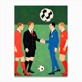 Footballers Shaking Hands Canvas Print