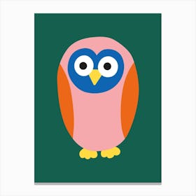 Sweet Little Owl Green Canvas Print