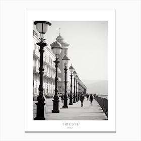 Poster Of Trieste, Italy, Black And White Analogue Photography 1 Canvas Print
