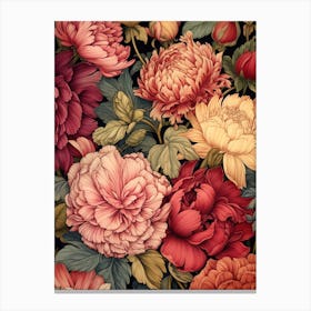 Peony Flower Seamless Pattern 1 Canvas Print