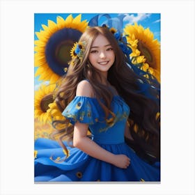 Default 24 Years Old Lady Hyper Long Hair Flowers In Hair Smil 0 5bccf111 8d55 4fd2 9747 139636efe8e2 1 Canvas Print
