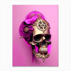 Skull With Steampunk Details 3 Pink Mexican Canvas Print