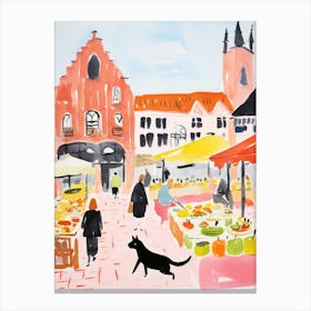 The Food Market In Bruges 1 Illustration Canvas Print