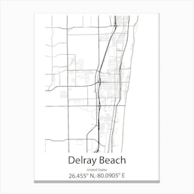 Delray Beach,United States Minimalist Map 1 Canvas Print