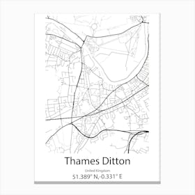 Thames Centre,Canada Minimalist Map Canvas Print