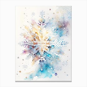 Intricate, Snowflakes, Storybook Watercolours 3 Canvas Print