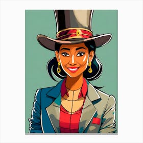 Portrait Of A Woman In A Top Hat Canvas Print