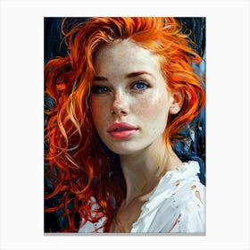 Portrait Of A Girl With Red Hair painting Canvas Print