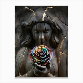 Angel Holding A Rose Canvas Print