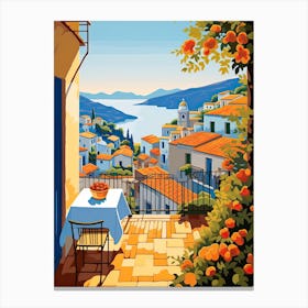 Amalfi Coast, Italy, Graphic Illustration 1 Canvas Print