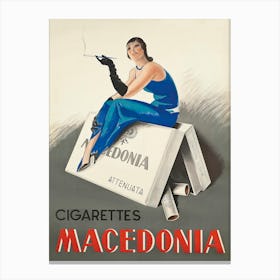 Woman Smoking a Cigarette Vintage Poster Canvas Print