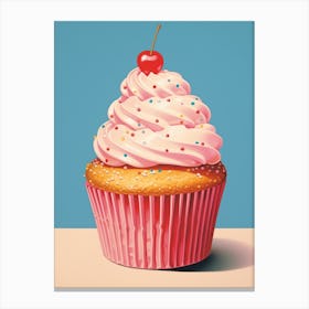 Cupcake With Sprinkles Vintage Cookbook Style 3 Canvas Print