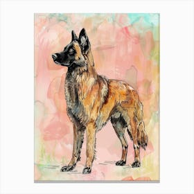 Pastel Belgian Tervuren Dog Pastel Line Illustration 3 Canvas Print