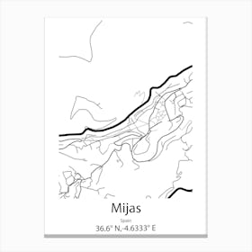 Mijas,Spain Minimalist Map Canvas Print